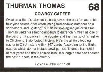 1991 Collegiate Collection Oklahoma State Cowboys #68 Thurman Thomas Back