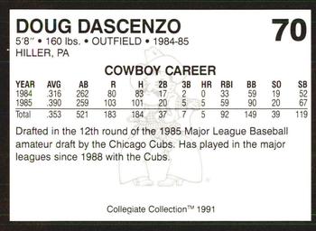 1991 Collegiate Collection Oklahoma State Cowboys #70 Doug Dascenzo Back