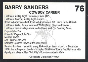 1991 Collegiate Collection Oklahoma State Cowboys #76 Barry Sanders Back