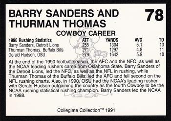 1991 Collegiate Collection Oklahoma State Cowboys #78 Barry & Thurman Back