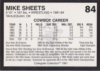 1991 Collegiate Collection Oklahoma State Cowboys #84 Mike Sheets Back