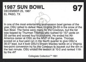 1991 Collegiate Collection Oklahoma State Cowboys #97 1987 Sun Bowl Back