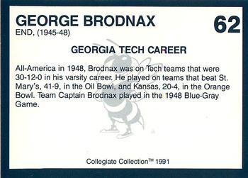 1991 Collegiate Collection Georgia Tech Yellow Jackets #62 George Brodnax Back
