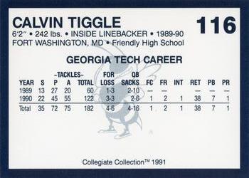 1991 Collegiate Collection Georgia Tech Yellow Jackets #116 Calvin Tiggle Back