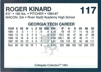 1991 Collegiate Collection Georgia Tech Yellow Jackets #117 Roger Kinard Back