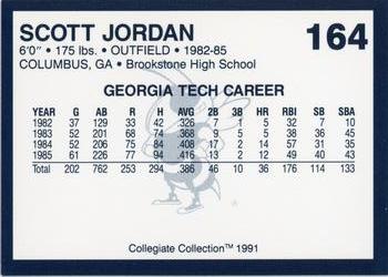 1991 Collegiate Collection Georgia Tech Yellow Jackets #164 Scott Jordan Back