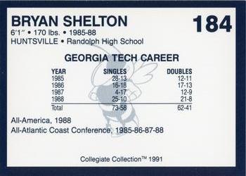 1991 Collegiate Collection Georgia Tech Yellow Jackets #184 Bryan Shelton Back
