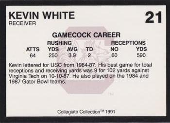 1991 Collegiate Collection South Carolina Gamecocks #21 Kevin White Back
