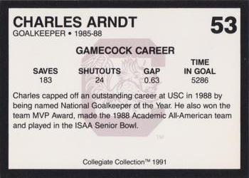 1991 Collegiate Collection South Carolina Gamecocks #53 Charles Arndt Back