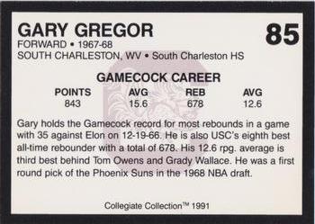 1991 Collegiate Collection South Carolina Gamecocks #85 Gary Gregor Back