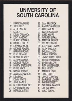 1991 Collegiate Collection South Carolina Gamecocks #100 Checklist Front