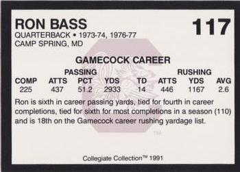 1991 Collegiate Collection South Carolina Gamecocks #117 Ron Bass Back