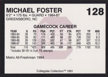 1991 Collegiate Collection South Carolina Gamecocks #128 Michael Foster Back