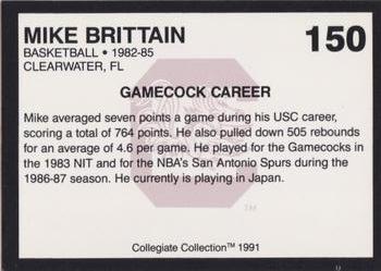 1991 Collegiate Collection South Carolina Gamecocks #150 Mike Brittain Back