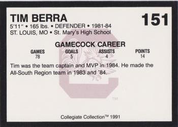 1991 Collegiate Collection South Carolina Gamecocks #151 Tim Berra Back
