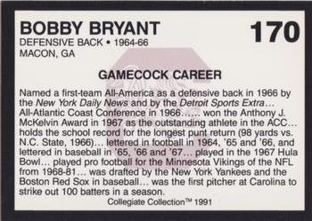 1991 Collegiate Collection South Carolina Gamecocks #170 Bobby Bryant Back