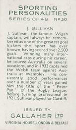 1936 Gallaher Sporting Personalities #30 Jim Sullivan Back