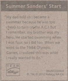 2012 Kellogg's Olympics #NNO Summer Sanders Back