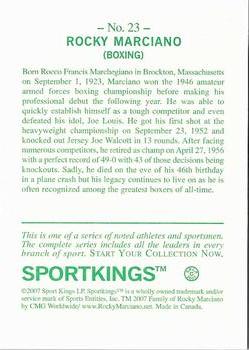 2007 Sportkings Series A #23 Rocky Marciano Back