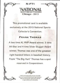 2013 Leaf National Sports Collectors Convention VIP Set #N-FT1 Frank Thomas Back
