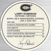1984-85 Kellogg's Accordion Discs #NNO Larry Robinson Back