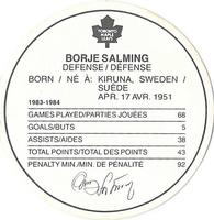 1984-85 Kellogg's Accordion Discs #NNO Borje Salming Back