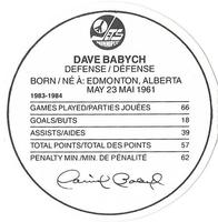 1984-85 Kellogg's Accordion Discs #NNO Dave Babych Back