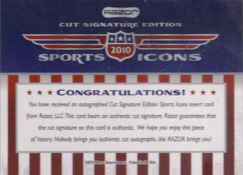 2010 Razor Sports Icons Cut Signature Edition #NNO Al Kaline Back