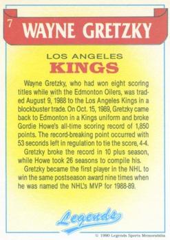 1990 Legends Sports Memorabilia #7 Wayne Gretzky Back