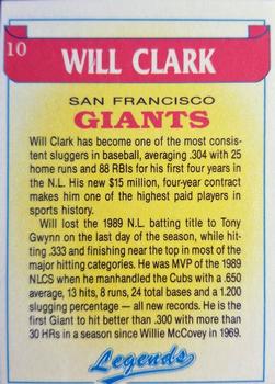 1990 Legends Sports Memorabilia #10 Will Clark Back