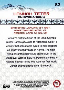 2014 Topps U.S. Olympic & Paralympic Team & Hopefuls - Bronze #82 Hannah Teter Back