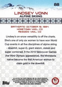 2014 Topps U.S. Olympic & Paralympic Team & Hopefuls - Silver #88 Lindsey Vonn Back