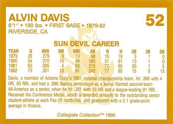 1990-91 Collegiate Collection Arizona State Sun Devils #52 Alvin Davis Back