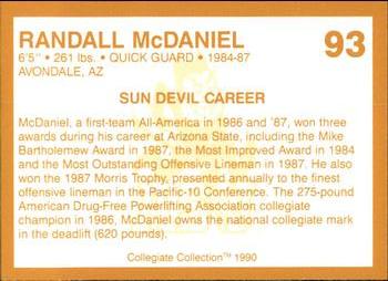 1990-91 Collegiate Collection Arizona State Sun Devils #93 Randall McDaniel Back