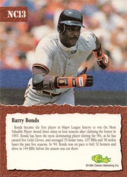 1995 Classic National #NC13 Barry Bonds Back