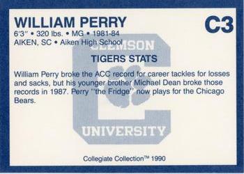 1990 Collegiate Collection Clemson Tigers - Promos #C3 William Perry Back