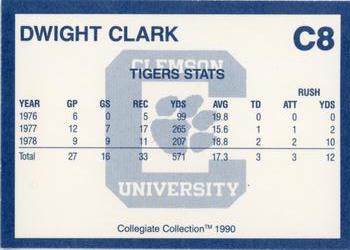 1990 Collegiate Collection Clemson Tigers - Promos #C8 Dwight Clark Back