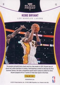 2012 Panini Black Friday #8 Kobe Bryant Back