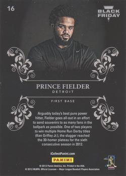 2012 Panini Black Friday - Black Holofoil #16 Prince Fielder Back