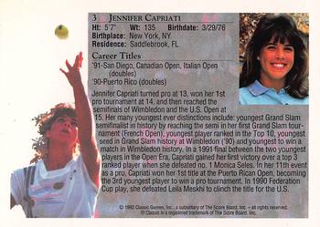 1992 Classic World Class Athletes #3 Jennifer Capriati Back