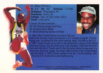 1992 Classic World Class Athletes #16 Mike Powell Back