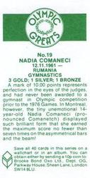 1979 Brooke Bond Olympic Greats #19 Nadia Comaneci Back