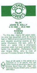 1979 Brooke Bond Olympic Greats #34 John B. Kelly Back