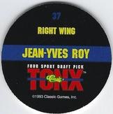 1993 Classic Four Sport - Tonx #37 Jean-Yves Roy Back