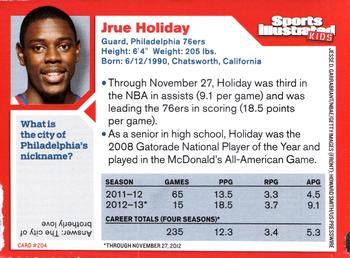 2013 Sports Illustrated for Kids #204 Jrue Holiday Back