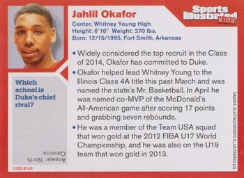 2014 Sports Illustrated for Kids #340 Jahlil Okafor Back