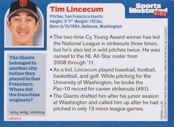2014 Sports Illustrated for Kids #343 Tim Lincecum Back