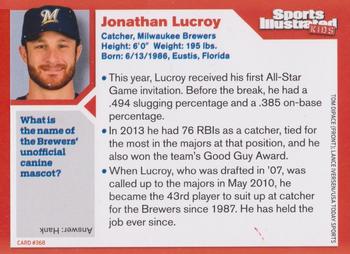 2014 Sports Illustrated for Kids #368 Jonathan Lucroy Back