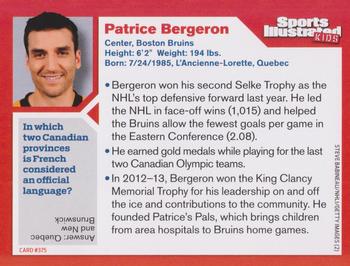 2014 Sports Illustrated for Kids #375 Patrice Bergeron Back