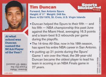 2014 Sports Illustrated for Kids #383 Tim Duncan Back